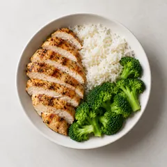 Chicken, rice and broccoli